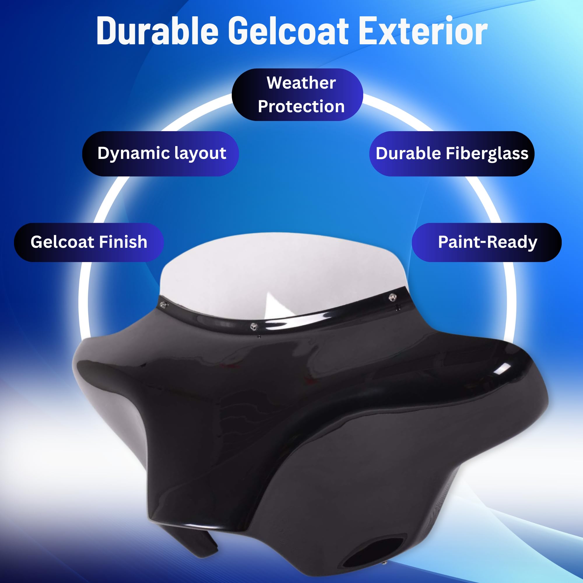 ハーレーダビッドソン　FLHXS バッドウイング Vivid Black Batwing Inner Fairing For Harley Touring Street